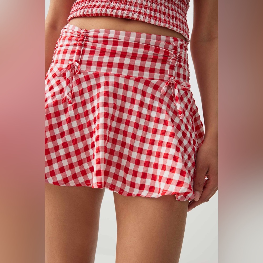 Ardene Red and White Checkered Skirt